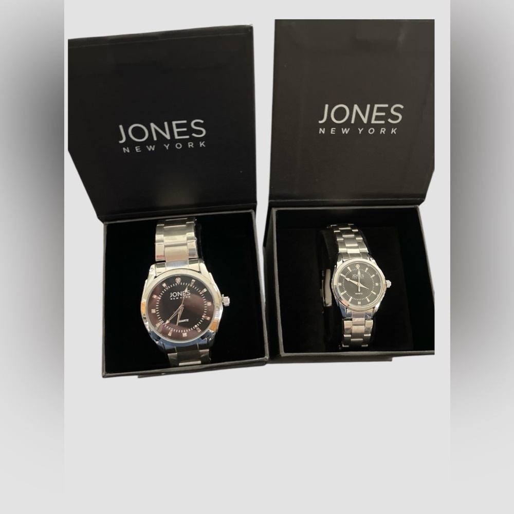 Jones New York Anna Matching Watch His & Her Set New In Box Stainless Steel Gift